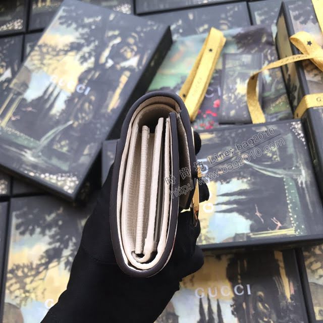Gucci錢包 古馳新款大號拉鏈錢包 PVC配牛皮 481729黑pvc  gdj1105